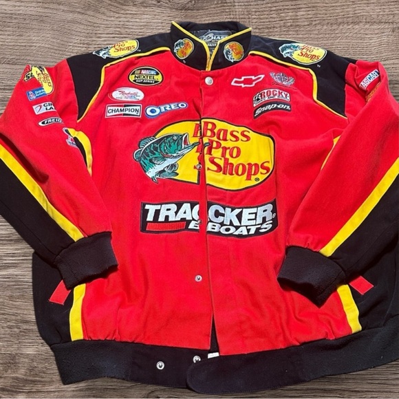 Chase Authentics Other - Bass Pro Shops Red and Black Racing Jacket Deadstock